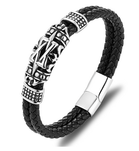 Punk Style Ancient Architecture Totem Elegant Small Adorn Article Genuine Leather Bracelet