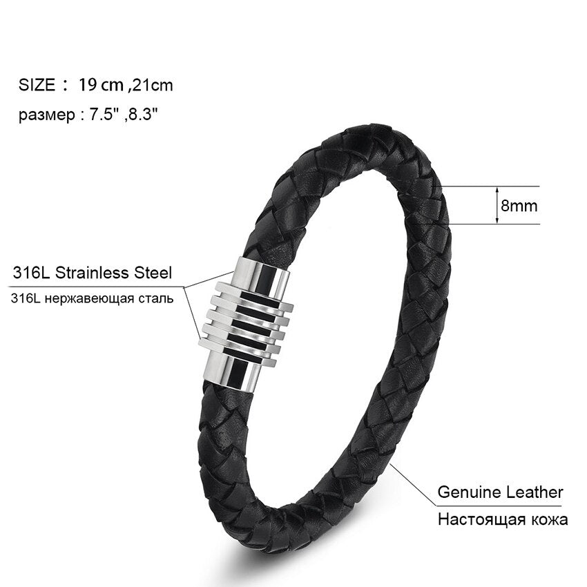 Stainless Steel Chain Leather Bracelet with 5 Different Models