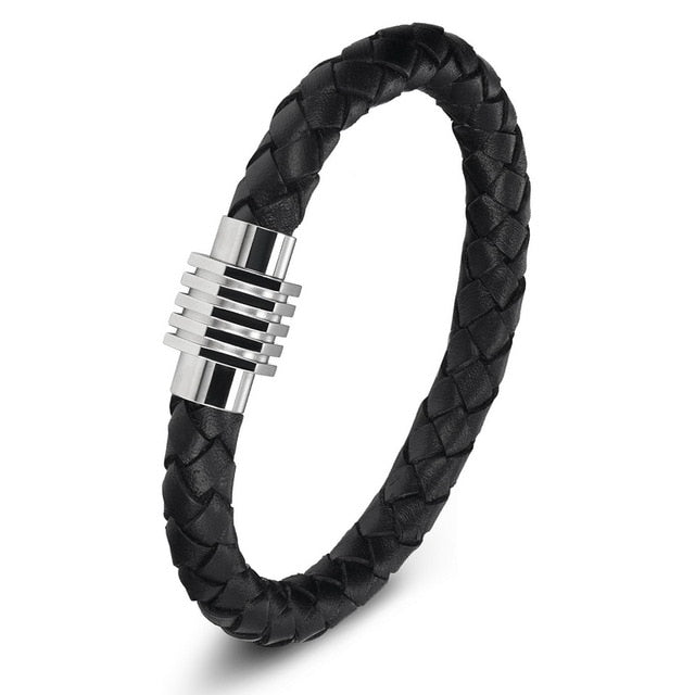 Stainless Steel Chain Leather Bracelet with 5 Different Models