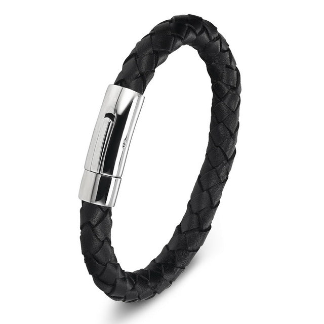 Stainless Steel Chain Leather Bracelet with 5 Different Models