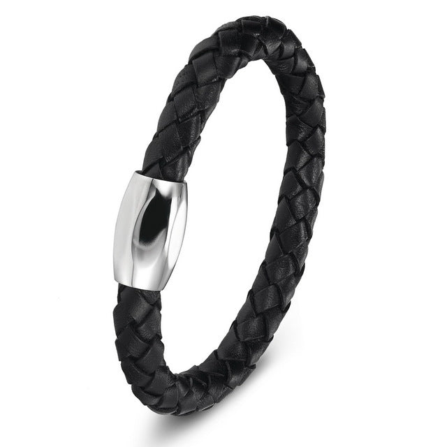 Stainless Steel Chain Leather Bracelet with 5 Different Models