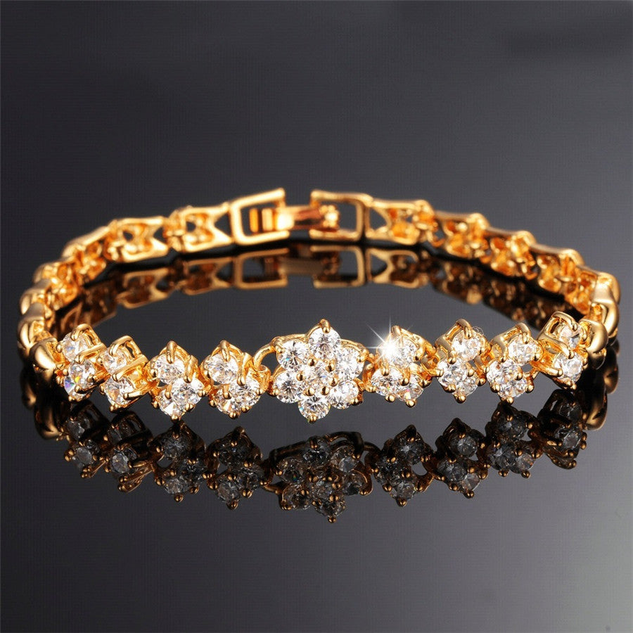 Luxury White Stones Zircon Gold Color Bracelets For Women