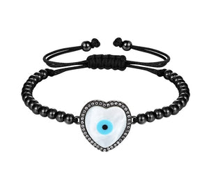 Natural Shell & Cubic Zircon Evil Eyes Adjustable Charm Bracelet For Women 4 Different Style