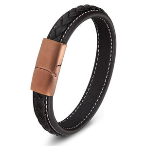 Genuine Leather Stainless Steel Bracelet with 6 Different Colours