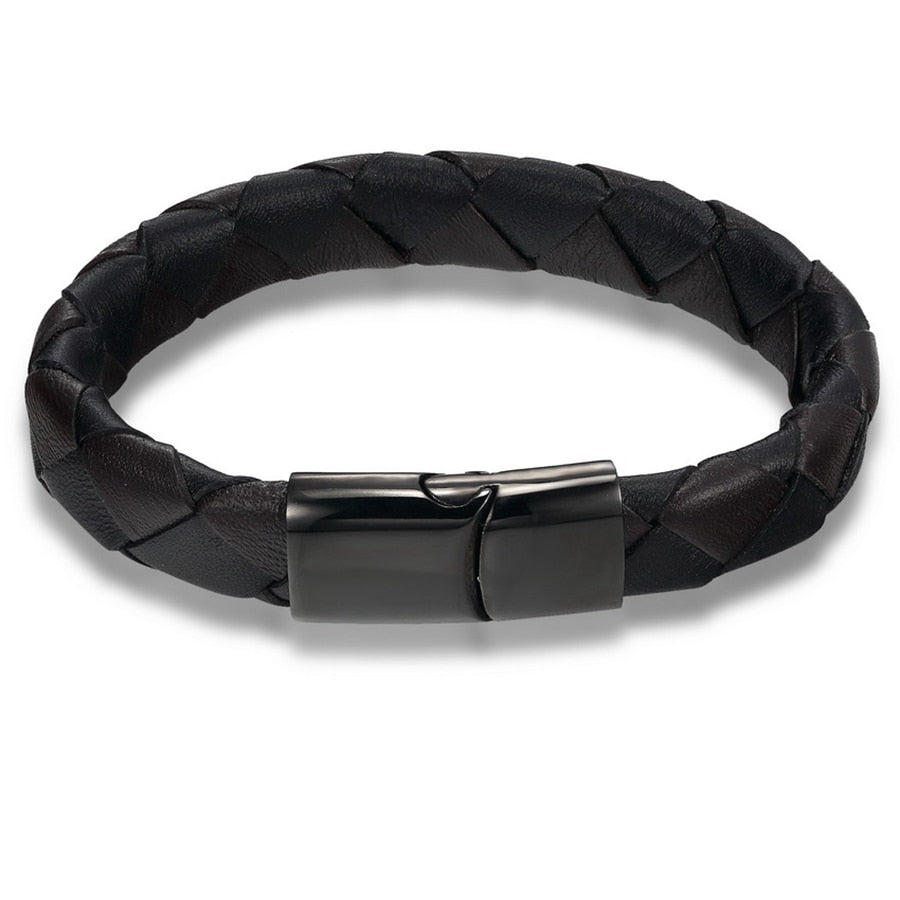 Charm Bracelets Stainless Steel Genuine Leather For men