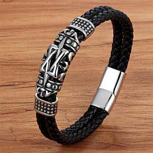 Punk Style Ancient Architecture Totem Elegant Small Adorn Article Genuine Leather Bracelet