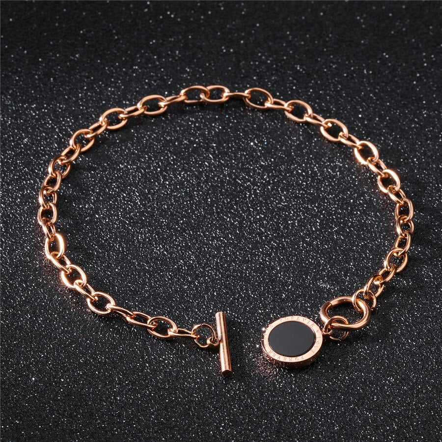 Rome Digital Round Cake Black Circle Bracelet for Women